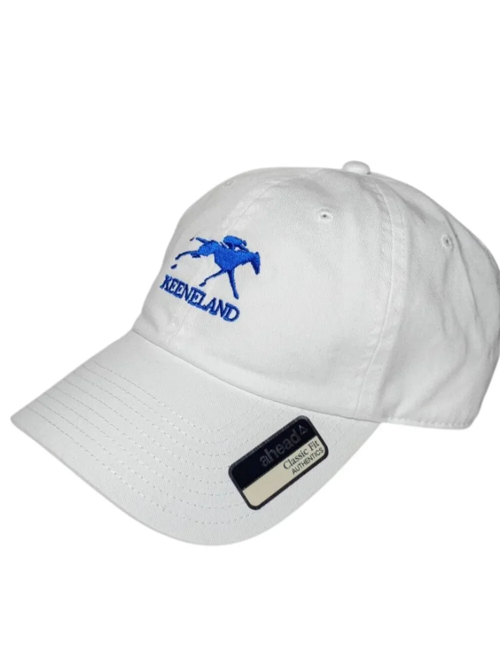 Ahead Keeneland White Blue Logo Adjustable Baseball Cap Hat NWT